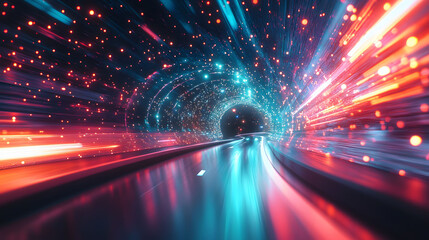 Glowing fiber optic strands create a cosmic, colorful, and festive night sky, perfect for holiday designs