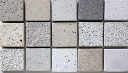 A grid of muted gray and stone-colored squares with subtle texture, highlighting the clean and elegant style of contemporary housing.