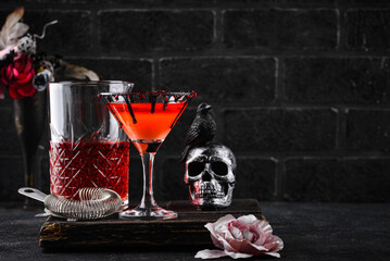 Spooky red Halloween monster cocktail