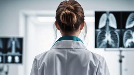 Obraz premium The doctor examines the patient's x-rays. Conceptual photography. The picture was created using AI tools