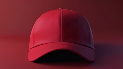 A **red** cap with a brim, oriented such that the front section of the cap is facing the viewer.