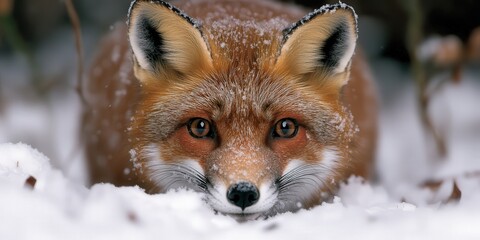 Obraz premium Red Fox Portrait in Winter Snow Wildlife Photography