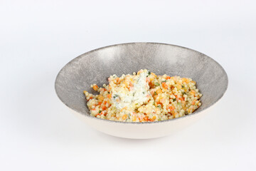 Lentil salad served on a plate