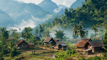 Fototapeta premium Rural Area Without Internet Access in Mountain Landscape