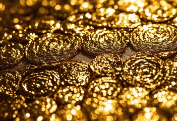 close macro showcasing intricate shimmering gold foil patterns captivating textures reflections, artisan, artistry, beauty, background, craftsmanship