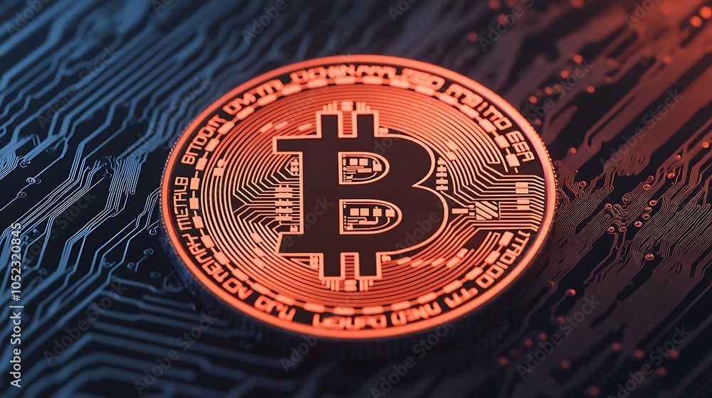 Poster bitcoin and biometrics integration concept