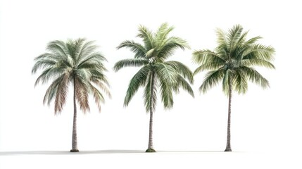 Obraz premium set tree tropical isolated on white background