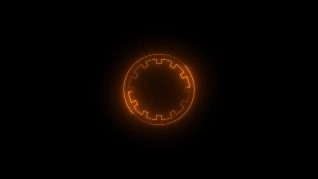 Neon protractor icon glowing black background animation