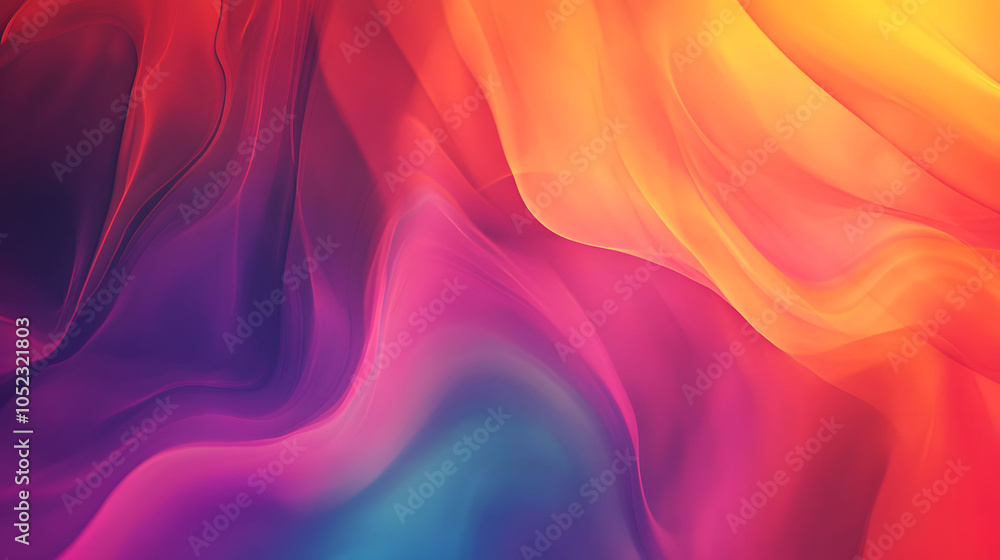 Poster abstract colorful wave background with silk-like texture and soft, flowing motion in vibrant hues of