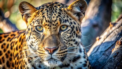 Naklejka premium Close-Up of a Leopard in Nature with High Depth of Field for Wildlife Photography
