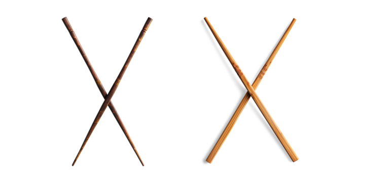 Crossed Wooden Sticks on a Transparent Background