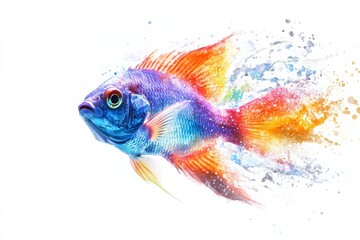 Fototapeta premium Fish in ocean, a vibrant image of a fish swimming freely in the ocean, surrounded by the natural beauty of marine life,