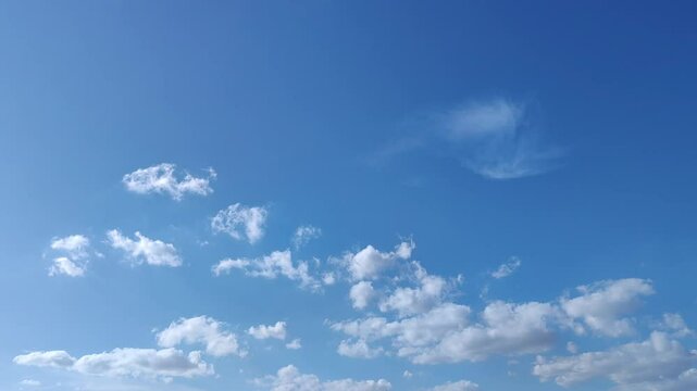Afternoon sky where there are spiral cirrus clouds but cumulus clouds predominate