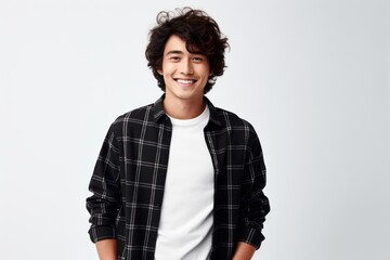 Fototapeta premium Curly haired man laughing smile adult.