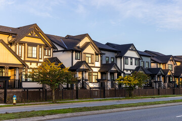 Modern Townhouses in Mission BC at Sunset