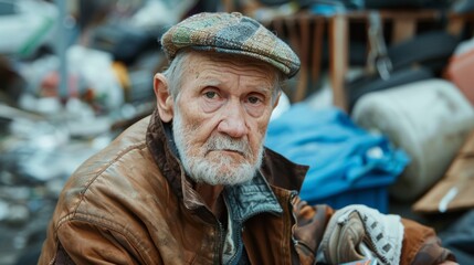 Elderly Man Searching for Items in a Dumpster