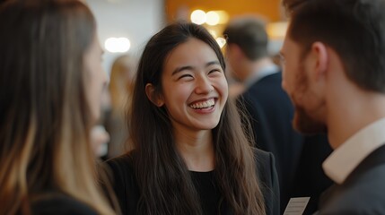 A woman smiles during a gathering