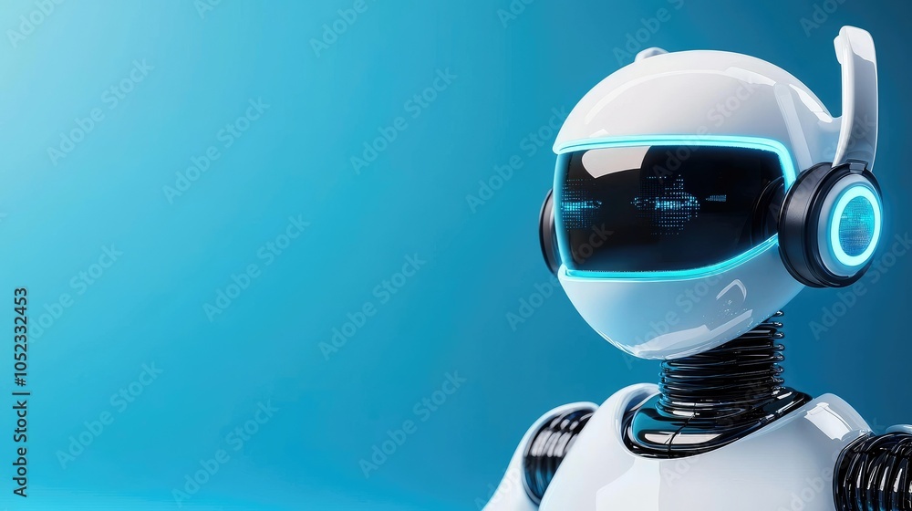 Poster futuristic ai robot for communication and support