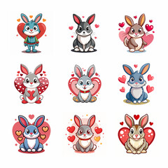 Fototapeta premium This Valentine’s Day Rabbi vector bundle offers cute clipart and illustrations for all your creative projects. Perfect for gifts, cards, and decor.