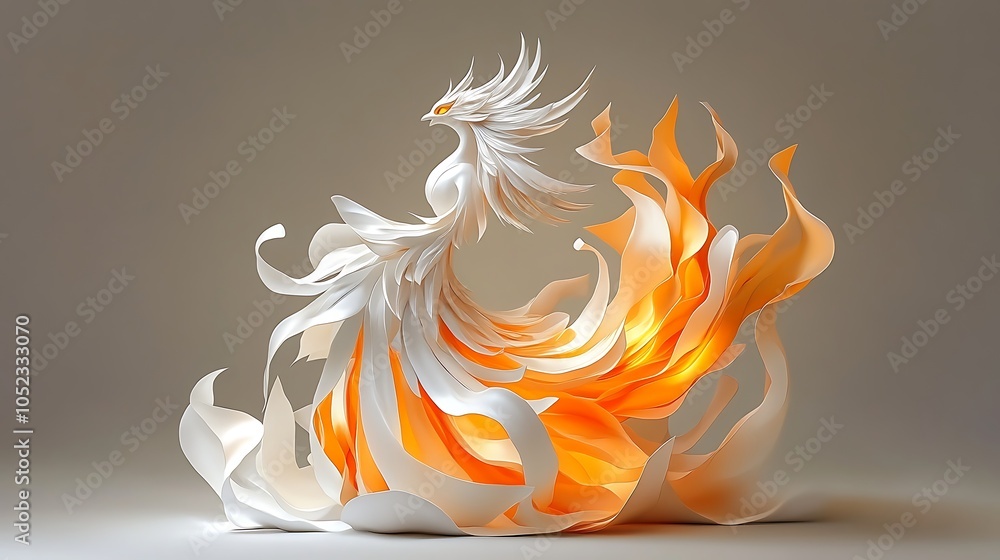 Poster enchanting glowing phoenix statue in dynamic display