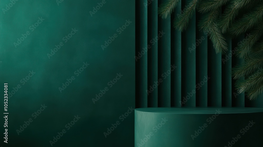 Poster abstract green background with linear patterns and foliage texture.
