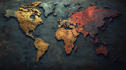 minimalist worldwide map with countries outlined in vibrant colors, representing global diversity and emphasizing the unity of different nations and continents in a modern design