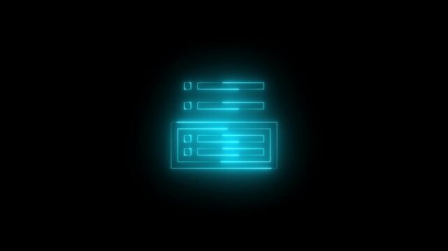 Neon qua rent inedIt ems icon glowing black background animation