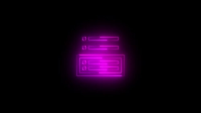 Neon qua rent inedIt ems icon glowing black background animation