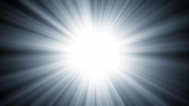 Abstract animated looping background of radial light rays on black background