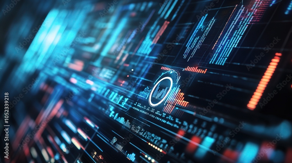 Poster abstract digital data visualization with bright colors