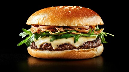 Gourmet Wagyu Beef Burger with Melted Cheese