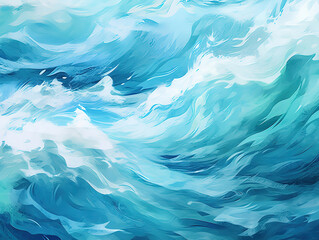 Obraz premium Rolling Ocean Waves in Turquoise Blue Seamless Background for Nautical Art