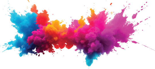 Bright colorful watercolor splash splatter stain brush strokes on white background. Modern vibrant aquarelle spot. Aquarelle explosion on white. Element. Vector watercolor illustration isolated design