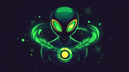Fototapeta premium Green Alien in Space