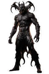 Fototapeta premium Black demon devil adult white background representation.