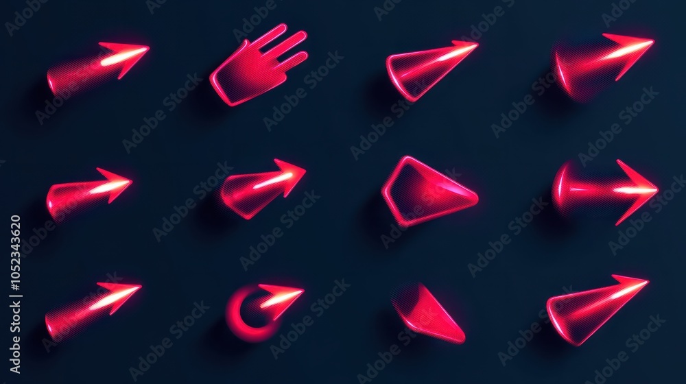 Poster computer mouse click cursor arrow icons set. clicking cursor. hand cursors icons click set. pointer 