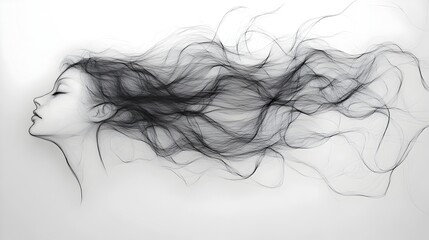 Naklejka premium Ethereal Hair Tattoo Design in Captivating Monochrome