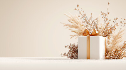 A gift box in pastel colors, happy birthday illustration. These modern, closed boxes are perfect for birthday, wedding, or holiday celebrations.