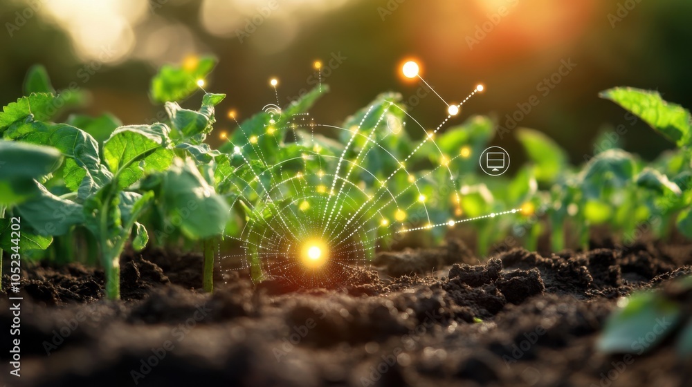 Poster iot in agriculture: smart farming sensors monitoring crops and optimizing irrigation