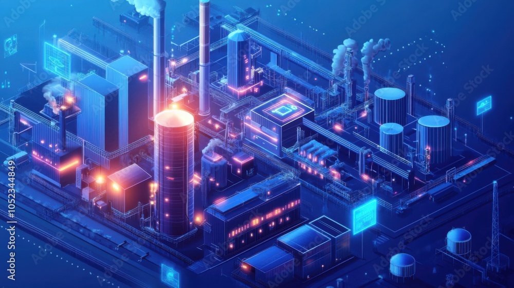Poster iot in manufacturing: industrial iot sensors optimize production processes.
