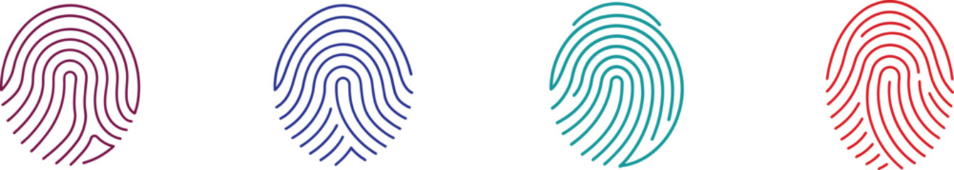 Four Colorful Fingerprint Icons Design