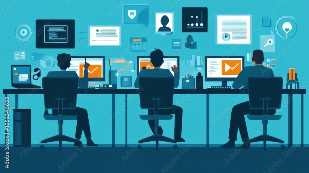Poster Network intrusion detection: IT team setting up network intrusion detection systems