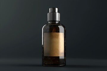 Fototapeta premium Perfume Bottle with Vintage Dark Glass Atomizer and Blank Label for Branding
