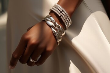 Diamond bracelet jewelry finger ring.