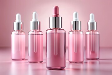 Pink dropper bottle product packaging for beauty and skincare