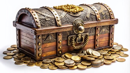 Decorative Pirate Treasure Chest Isolated on a White Background for Unique Urban Exploration Photography