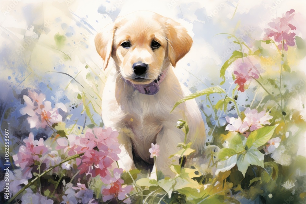 Wall mural puppy outdoors animal mammal.