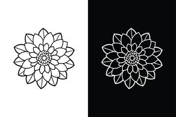 Zinnia flower icon silhouette vector illustration on a white background.