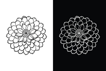 Zinnia flower icon silhouette vector illustration on a white background.