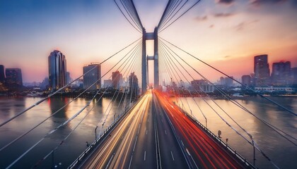 Fototapeta premium Puente sobre la la ciudad, estampa de viaje